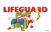 Cartoon: Lifeguard (small) by Fish tagged lifeguard,lebensretter,leben,retten,osterruhe,ausgangsbeschränkung,ausgangssperre,lockdown,lockerungen,öffnungen,rettungsring,seenotrettung,sessel,cdu,spd,csu,merkel,söder,spahn,laschet,handtuch