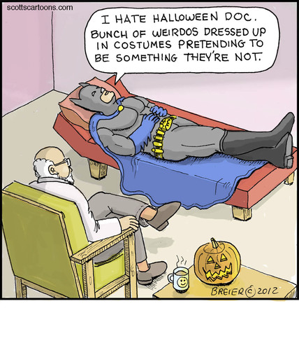Cartoon: Bat Couch (medium) by noodles tagged batman,psychologist,halloween,costumes,noodles