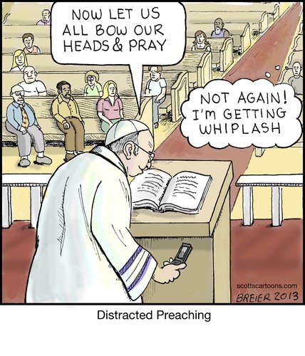 Cartoon: Distracted Preaching (medium) by noodles tagged priest,texting,church,pray,distracted