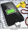 Cartoon: Coachs Phone (small) by noodles tagged cell phone sports 110 percent charging charger coach