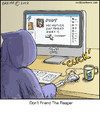 Cartoon: Death Click (small) by noodles tagged grim,reaper,death,facebook,computer,friend,noodles,mouse