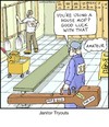 Cartoon: Janitor Tryouts (small) by noodles tagged janitor,tryouts,competition,mop,case,noodles