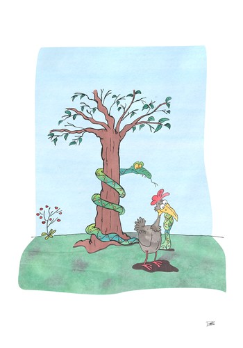 Cartoon: Fette Beute (medium) by Pinella tagged schlange,vogel,beute