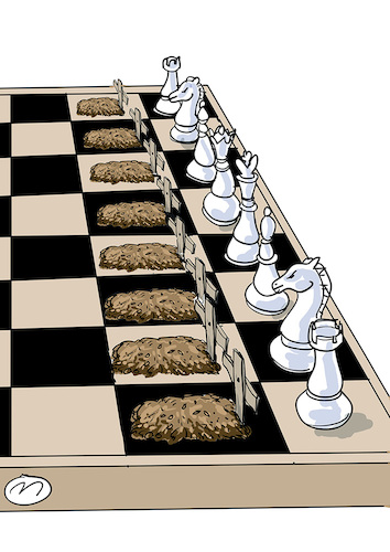 Cartoon: chess (medium) by zule tagged chess,pawns,cemetery,victims