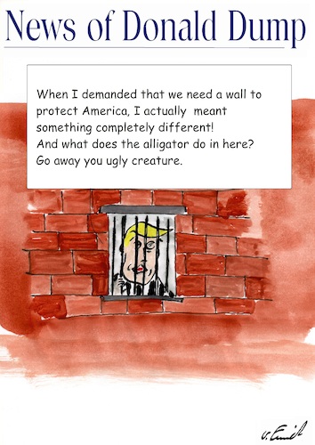 Cartoon: Donald Dump the wall (medium) by Stefan von Emmerich tagged donald,trump,political,cartoon,wall