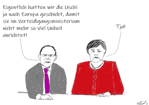 Cartoon: Going to Europe (medium) by Stefan von Emmerich tagged merkel,personalpolitik,von,der,leyen