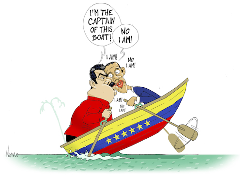 Cartoon: Captains of Venezuela (medium) by NEM0 tagged venezuela,caracas,juan,guaido,nicolas,maduro,president,of,legitimate,chavista,chavismo,chavez,communism,socialism,marxism,junta,dictator,dictatorship,captain,boat,leak,nemo,nem0,venezuela,caracas,juan,guaido,nicolas,maduro,president,of,legitimate,chavista,chavismo,chavez,communism,socialism,marxism,junta,dictator,dictatorship,captain,boat,leak,nemo,nem0