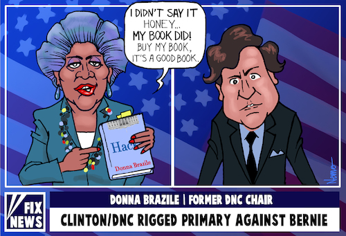Cartoon: Donna Brazile Backpedals (medium) by NEM0 tagged donna,brazile,rig,rigged,election,collusion,bernie,sanders,primary,primaries,crooked,hillary,clinton,wasserman,schultz,us,elections,hacks,book,tucker,carlson,fox,news,donna,brazile,rig,rigged,election,collusion,bernie,sanders,primary,primaries,crooked,hillary,clinton,wasserman,schultz,us,elections,hacks,book,tucker,carlson,fox,news