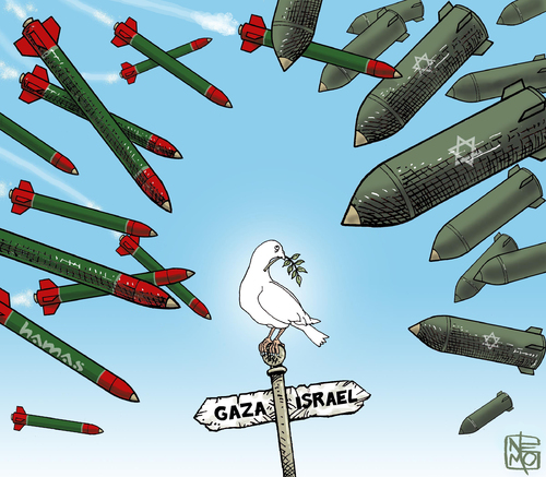 Cartoon: ISRAEL - GAZA (medium) by NEM0 tagged israel,gaza,palestine,conflict,war