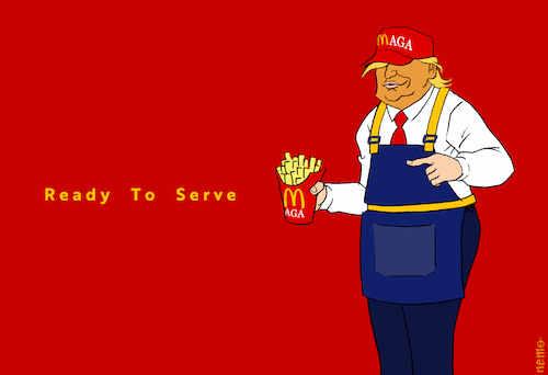 Cartoon: Ready To Serve (medium) by NEM0 tagged 2024,usa,washington,dc,white,house,presidential,campaign,donald,trump,america,first,maga,halloween,costume,uniform,mcdonald,worker,working,class,service,ready,to,serve,no,tax,on,tips,fries,nation,nemo,2024,usa,washington,dc,white,house,presidential,campaign,donald,trump,maga,halloween,costume,uniform,mcdonald,worker,working,class,service,ready,to,serve,no,tax,on,tips,fries,nation,nemo