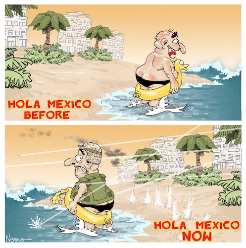 Cartoon: Spring Break in Mexico (medium) by NEM0 tagged beach,hotel,cartel,playa,carteles,droga,drogas,cartels,mexican,riviera,spring,break,vacation,vacations,violence,violencia,narcotrafico,narc,narco,war,on,drugs,nemo,nem0,beach,hotel,cartel,playa,carteles,droga,drogas,cartels,mexican,riviera,spring,break,vacation,vacations,violence,violencia,narcotrafico,narc,narco,war,on,drugs,nemo,nem0