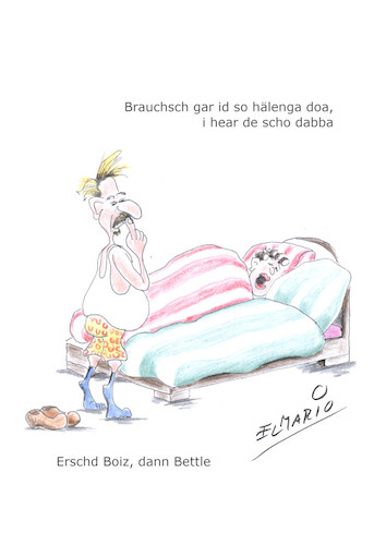Cartoon: Hälenga ens Bettle (medium) by elmario55 tagged schwoba,alldag,illertal,schwaben
