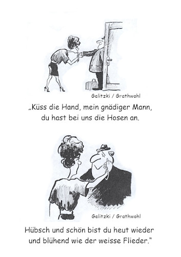 Cartoon: Küss die Hand gnädiger Mann (medium) by elmario55 tagged gesellschaft,politik,allgemeines