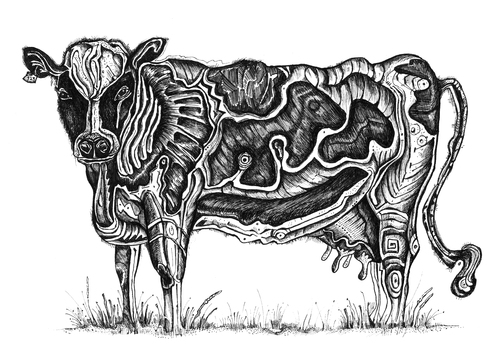 Cartoon: cow (medium) by Battlestar tagged drawing,tiere,animals,kuh,cow