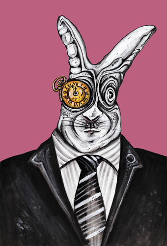 Cartoon: I am late (medium) by Battlestar tagged natur,fiction,animals,tiere,tier,illustration,arbeit,job,business,time,zeit,kaninchen,rabbit,hase,wunderland,wonderland,alice