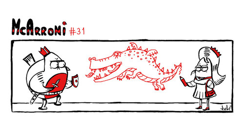 Cartoon: McArroni nro. 31 (medium) by julianloa tagged mcarroni,bird,princess,dragon,knight,rescue