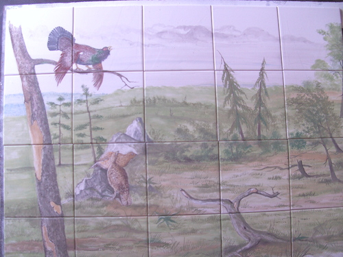 Cartoon: Jagdmotiv   Fliesenmalerei (medium) by bvhabenicht tagged fayence,fliesen,malerei,jagd,glasur,zinn