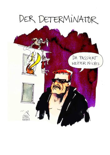 Cartoon: Determinator (medium) by Koppelredder tagged terminator,schwarzenegger,terminator,schwarzenegger