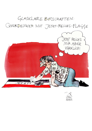 Cartoon: Jetzt reichs (medium) by Koppelredder tagged corona,coronaleugner,paranoia,weltanschauung,hygienedemo,impfgegner,verschwörungstheorie,reichsfahne,reichsbürger,neonazis,esoterik,reichstag,reichstagstreppe,protest,corona,coronaleugner,paranoia,weltanschauung,hygienedemo,impfgegner,verschwörungstheorie,reichsfahne,reichsbürger,neonazis,esoterik,reichstag,reichstagstreppe,protest