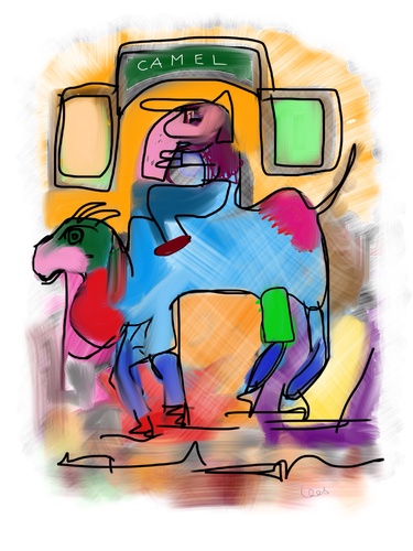 Cartoon: camel on the road (medium) by ceesdevrieze tagged fun