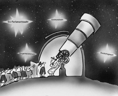 Cartoon: Astronomisches Jahr (medium) by HSB-Cartoon tagged wahlen,politik,sterne,aussichten,astronomie,sterndeuter,nachthimmel,sternwarte