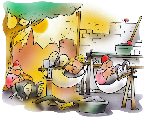 Cartoon: Baustellen-Siesta (medium) by HSB-Cartoon tagged building,construction,work,heat,house,noon,siesta,summer,sun,weather,worker,arbeit,arbeitsbedingung,bauarbeiter,baustelle,dachdecker,gebäude,handwerker,haus,hausbau,heiß,hitze,hitzewelle,hängematte,installateur,maurer,mittagspause,mittagssonne,neubau,pause,sanitär,sommer,sonne,temperatur,wetter,building,construction,work,heat,house,noon,siesta,summer,sun,weather,worker,arbeit,arbeitsbedingung,bauarbeiter,baustelle,dachdecker,gebäude,handwerker,haus,hausbau,heiß,hitze,hitzewelle,hängematte,installateur,maurer,mittagspause,mittagssonne,neubau,pause,sanitär,sommer,sonne,temperatur,wetter