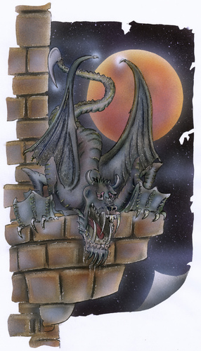 Cartoon: demon (medium) by HSB-Cartoon tagged dömon,lucifer,diabolo,devil,dragon,horror,luna,moon,night,illustration,airbrush