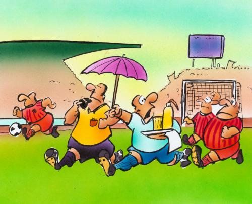 Cartoon: der Schleimer (medium) by HSB-Cartoon tagged sport,fussball,soccer,schiedsrichter,stadion,spieler,stürmer,verteidiger,foul