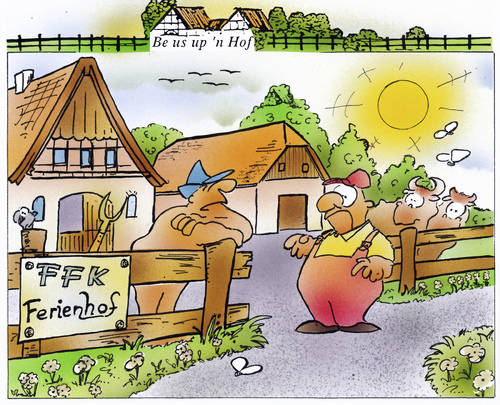 Cartoon: Ferienhof (medium) by HSB-Cartoon tagged bauer,bauernhof,farm,farmer,fkk,freikörperkultur,feien,feriengast,feriengäste,ferienhof,landwirtschaft,landwirt,cartoon,karikatur,airbrush