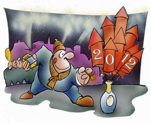 Cartoon: Happy New Year (medium) by HSB-Cartoon tagged firework,rocket,rakete,airbrush,feuerwerk,neujahr,sylvester,year,new,2012,neujahr,silvester