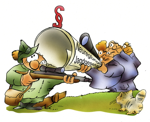 Cartoon: Jagdgesetz (medium) by HSB-Cartoon tagged jagd,jagdgesetz,jäger,jagdhund,natur,naturschutz,naturschützer,umwelt,tierschutz,tierschützer,wald,förster,waidmann,jagdverband,waffe,jagdgewehr,jagdsteuer,wildhege,wildpflege,wildbrett,wildhüter,jagdgesellschaft,waidwerk,jagdpächter,jagd,jagdgesetz,jäger,jagdhund,natur,naturschutz,naturschützer,umwelt,tierschutz,tierschützer,wald,förster,waidmann,jagdverband,waffe,jagdgewehr,jagdsteuer,wildhege,wildpflege,wildbrett,wildhüter,jagdgesellschaft,waidwerk,jagdpächter