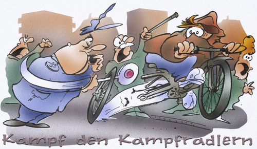 Cartoon: Kampfradler (medium) by HSB-Cartoon tagged rad,fahrrad,fahrradfaher,kampfradler,strasse,strassenkampf,polizei,verkehr,airbrush,rad,fahrradfaher,kampfradler,strassenkampf,verkehr