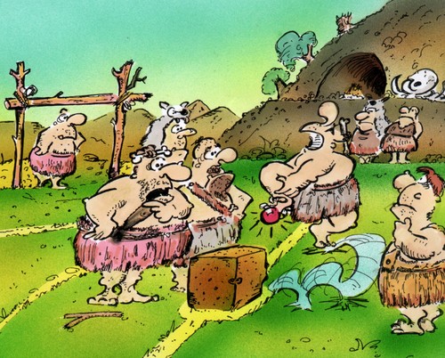 Cartoon: Neandertalfussball (medium) by HSB-Cartoon tagged neandertal,neandertaler,urzeit,steinzeit,fussball,soccer
