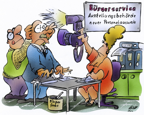 Cartoon: neuer personalausweis (medium) by HSB-Cartoon tagged pass,personalausweis,passport,amt,behörde,zoll,sicherheit,cartoon,karikatur,airbrush,pass,personalausweis,passport,amt,behörde,zoll,sicherheit,überprüfen,identität