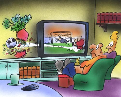 Cartoon: sport on tv (medium) by HSB-Cartoon tagged sport,soccer,football,tv,television,couple,ball,flowerpot,sport,fussball,fußball,tv,fernseher,fernsehen,wohnzimmer,programm,zuschauer,fans,fußballspiel