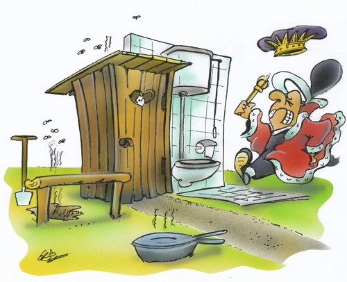 Cartoon: Tag der Toilette (medium) by HSB-Cartoon tagged wc,toilette,donnerbalken,könig,cartoon,karikatur,airbrush