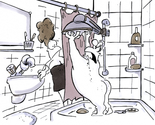 Cartoon: Wasserpreiserhöhung (medium) by HSB-Cartoon tagged karikatur,caricature,cartoon,schwarzweiß,mann,frau,bad,badezimmer,dusche,waschbecken,wasserhahn,nackt,wasserpreis,wasserpreiserhöhung,stadtwerke,hsbcartoon,hsbfaktory,heinz,schwarzeblanke,badezimmer,dusche,waschbecken,wasserpreis,wasserpreiserhöhung,duschen,wasser
