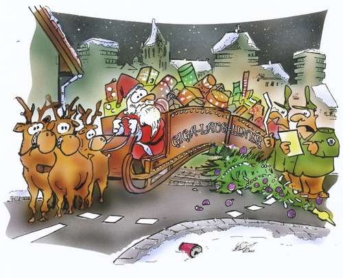 Cartoon: Weihnachtsgigaliner (medium) by HSB-Cartoon tagged hsbfaktory,hsbcartoon,airbrushart,airbrush,karikatur,cartoon,winter,weihnachtsmann,transit,warenverkehr,gigaliner,advent,geschenke,verkehr,strassen,polizei,rentiere,schlitten,weihnachten,nikolaus,weihnachten,schlitten,rentiere,polizei,strassen,verkehr,geschenke,advent,warenverkehr,weihnachtsmann,winter