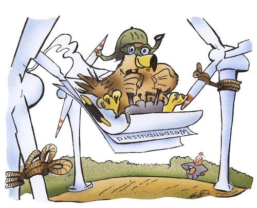 Cartoon: Windradstopp (medium) by HSB-Cartoon tagged wespenbussard,windrad,windpark,bürgerwindpark,raubvogel,artenschutz,fiegen,vogelschutz,windenergie,karikatur,wespenbussard,windrad,windpark,bürgerwindpark,raubvogel,artenschutz,fiegen,vogelschutz,windenergie,karikatur