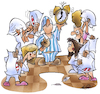 Cartoon: Kissenschlacht (small) by HSB-Cartoon tagged kissenschlacht,bett,kopfkissen,schlafen,schlafanzug,bettdecke,wecker,träumen,daune,cartoon