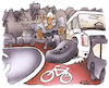 Cartoon: Radfahrbahn (small) by HSB-Cartoon tagged pedelec,pedelecfahrer,strassenverkehr,straßenverkehr,auto,autofahrer,ebike,radfahrer,fahrrad,radler,verkehrsunfall,unfallgefahr,radwege,radfahrbahn