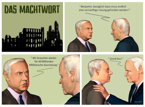 Cartoon: Das Machtwort (medium) by Cartoonfix tagged israel,gaza,krieg,netanyahu,biden,usa,waffenlieferungen