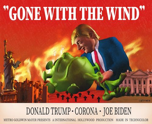 Cartoon: GONE WITH THE WIND (medium) by Cartoonfix tagged trump,biden,wahlen,usa,2020,democracy,white,house,corona,pandemie,black,lives,matter,gone,with,the,wind,vom,winde,verweht