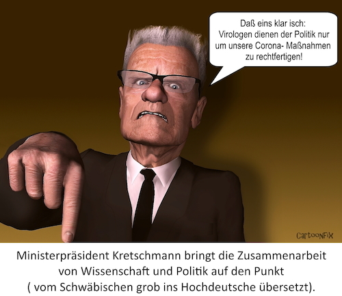 Cartoon: Klartext (medium) by Cartoonfix tagged kretschmannn,ministerpräsident,corona,politik