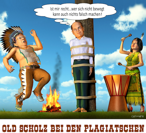 Cartoon: Old Scholz bei den Plagiatschen (medium) by Cartoonfix tagged old,scholz,bei,den,plagiatschen,laschet,baerbock,buch,plagiatsvorwürfe,karl,may