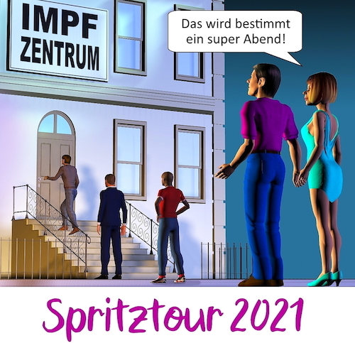 Cartoon: Spritztour 2021 (medium) by Cartoonfix tagged spritztour,corona,impfzentrum