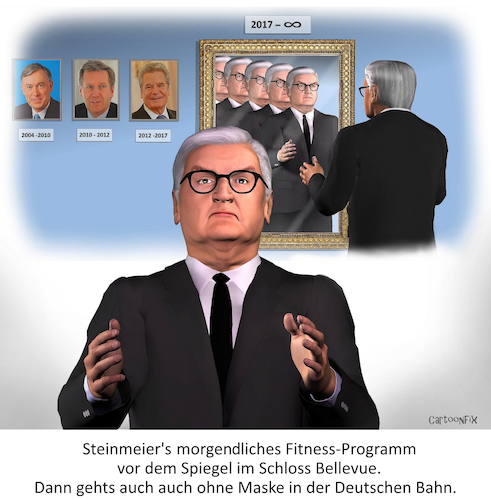 Cartoon: Steinmeiers Fitnessprogramm (medium) by Cartoonfix tagged steinmeiers,fitnessprogramm,steinmeier,ohne,maske,imzug