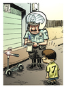 Cartoon: Exceso de celo (small) by Wadalupe tagged policia,trafico,carnet,coche,patinete,calle,multa