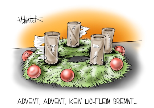 Cartoon: Advent Advent (medium) by Mirco Tomicek tagged erste,advent,adventssonntage,sontag,weihnachten,weihnachtsfeiertage,feiertage,weihnachtstage,adventskranz,weihnachtsdeko,deko,kerzen,kerze,klopapier,toilettenpapier,lockdown,shutdown,hamster,hamstern,einkäufe,einkaufen,corona,covid19,virus,maßnahmen,schutzmaßnahmen,beschränkungen,kontaktbeschränkungen,weihnachtskugeln,cartoon,karikatur,pressekarikatur,mirco,tomicek,erste,advent,adventssonntage,sontag,weihnachten,weihnachtsfeiertage,feiertage,weihnachtstage,adventskranz,weihnachtsdeko,deko,kerzen,kerze,klopapier,toilettenpapier,lockdown,shutdown,hamster,hamstern,einkäufe,einkaufen,corona,covid19,virus,maßnahmen,schutzmaßnahmen,beschränkungen,kontaktbeschränkungen,weihnachtskugeln,cartoon,karikatur,pressekarikatur,mirco,tomicek