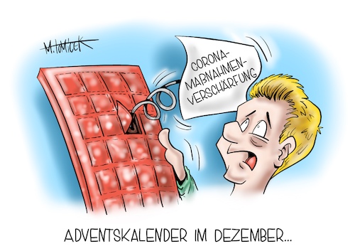 Cartoon: Adventskalender im Dezember... (medium) by Mirco Tomicek tagged corona,maßnahmen,verschärfung,verschärfungen,covid19,virus,viren,regeln,regelungen,advent,adventskalender,2020,dezember,coronamaßnahmen,verschärft,verlängert,aha,maskenpflich,masken,weihnachten,weihnachtszeit,20,weihnachtsfeiertage,feiertage,kontakt,kontaktbeschränkungen,beschränkung,konatktbeschränkung,cartoon,karikatur,pressekarikatur,mirco,tomicek,corona,maßnahmen,verschärfung,verschärfungen,covid19,virus,viren,regeln,regelungen,advent,adventskalender,2020,dezember,coronamaßnahmen,verschärft,verlängert,aha,maskenpflich,masken,weihnachten,weihnachtszeit,20,weihnachtsfeiertage,feiertage,kontakt,kontaktbeschränkungen,beschränkung,konatktbeschränkung,cartoon,karikatur,pressekarikatur,mirco,tomicek